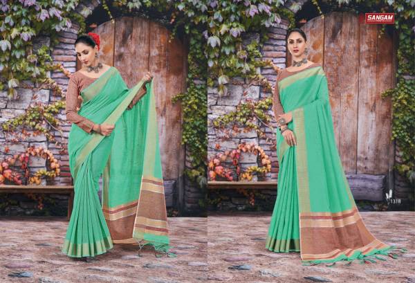 Sangam Rithika Fancy Designer Festive Wear Linen Sarees Collection